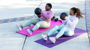 Two ladies exercising